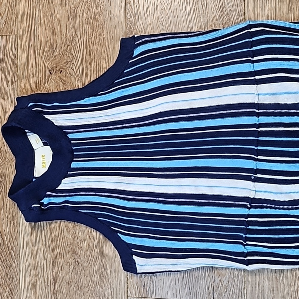 Maeve Navy and Light Blue Striped Maxi Dress - Picture 3 of 16